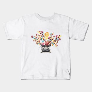 Creativity - typewriter with abstract swirls Kids T-Shirt